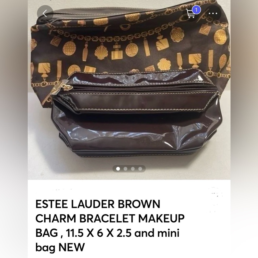 NWOT Brown Designer Estée Lauder Women Cosmetic Bag Set